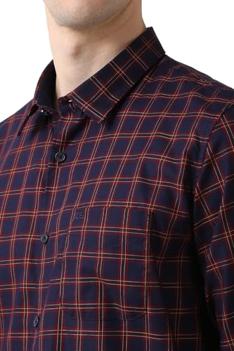 Image of Peter England Men Cotton Premium Checkered Full Sleeve Slim Fit Casual Shirt