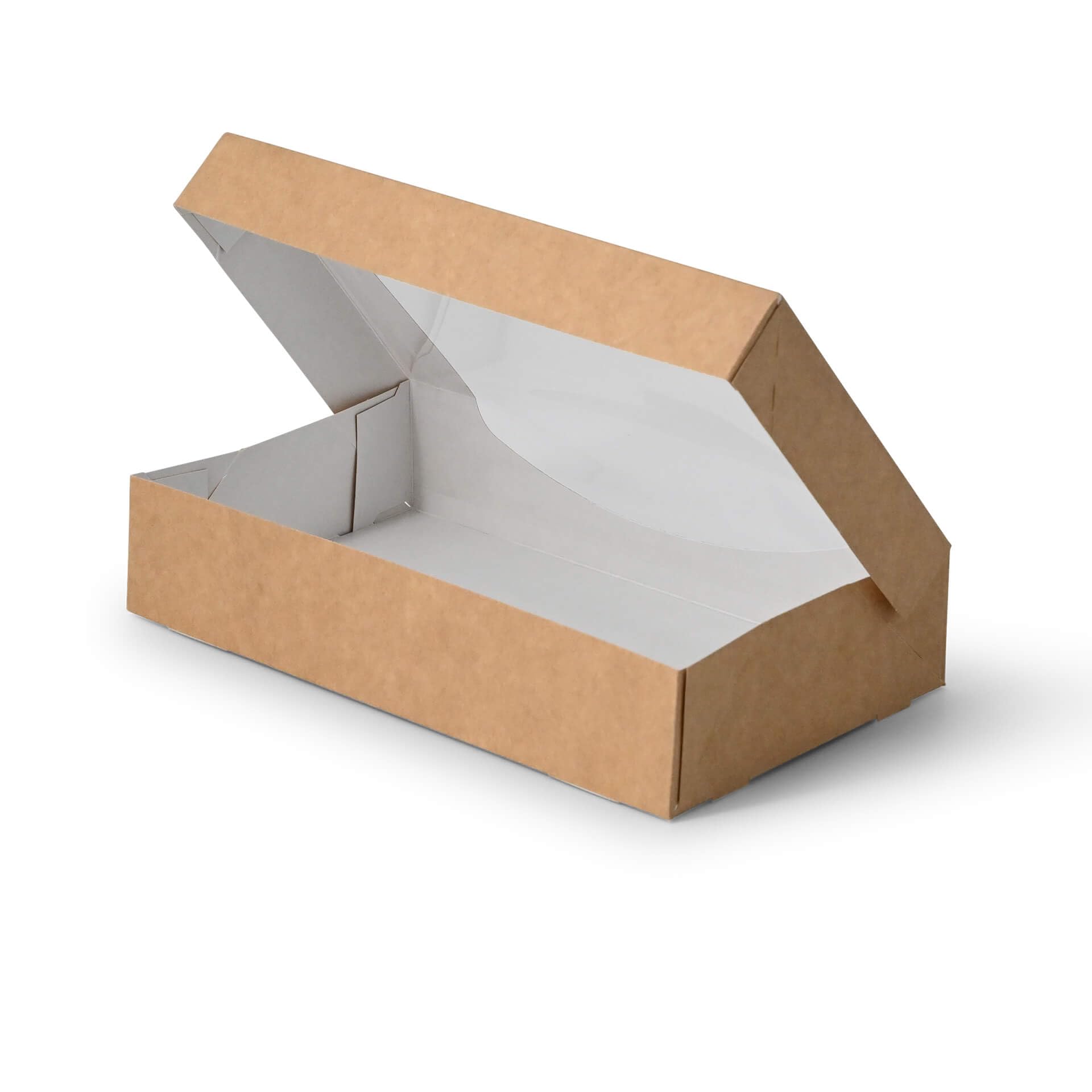 BIOZOYG Bio Karton-Schachteln mit Sichtfenster I Take-Away-Boxen mit großem Fenster aus Zellulose - nassfest auslaufsicher kompostierbar I 400 St. Patisserieschachteln I Gebäckschachtel 900ml