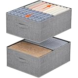 Photo Gallery lifewit - set di 2 grandi scatole portaoggetti, armadio portaoggetti pieghevole con divisorio rimovibile, cassetto portaoggetti in tessuto con maniglia per vestiti, pantaloni, calzini, 50 x 40 x 20 cm
