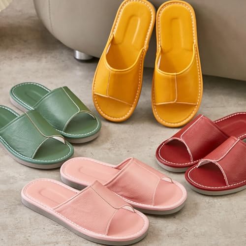 XUEMML Leather Slippers For Men And Women Indoor Outdoor， Unisex Open Toe Slippers Summer Sandals，Non Slip Home Office Slippers Gift For Mens Womens2