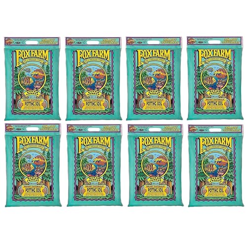 Foxfarm FX14053 Ocean Forest Plant Garden PH Adjusted 12 Quarts Potting Soil Blend Mix for Containerized Plants, 11.9 Pound Bag (8 Pack)