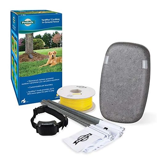 PetSafe YardMax Battery-Operated In-Ground Dog Fence, Cordless Transmitter for Easy DIY, Waterproof Rechargeable Receiver Collar for Dogs 5lb & up - from The Parent Company of Invisible Fence Brand