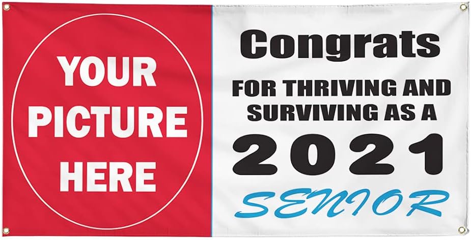 Custom Vinyl Banner Multiple Sizes Congrats Graduation Personalized Photo Senior 2021 Holidays and Occasions Outdoor Weatherproof Yard Signs 4 Grommets 24x36Inches