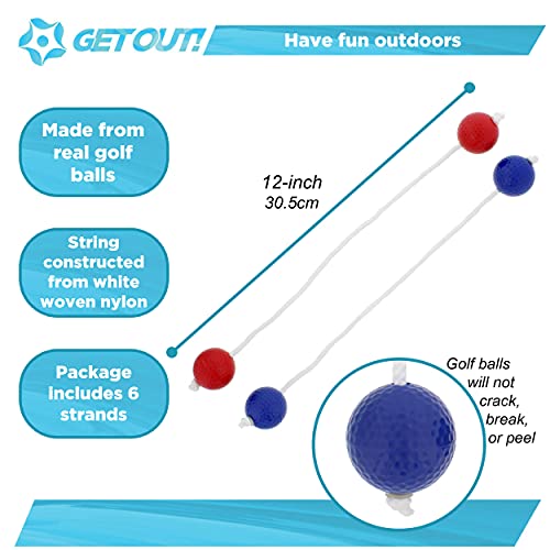 Get Out! Ladder Toss Replacement Bola Strands 6 Pack, 3 Blue 3 Red, Ladder Toss For Backyard Games (Includes 6 Bolas) #TOP3