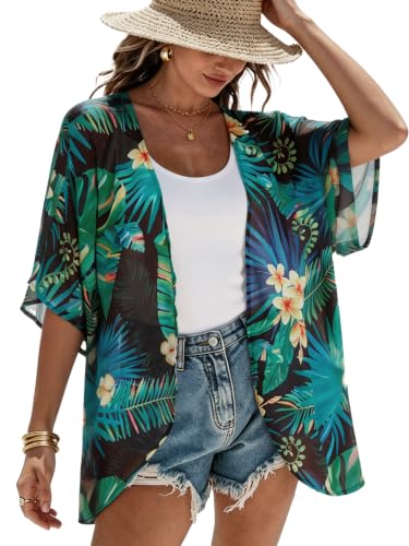 Image of CHICGAL Womens Floral Kimono Cardigan Beach Cover Up Casual Summer Tops