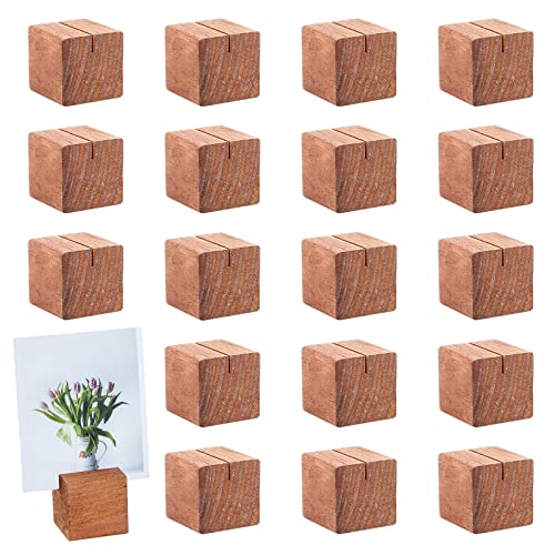 OLYCRAFT 20pz Segnaposto in Legno di Pino Supporto per Numero da Tavolo in Legno di Pino segnaposto matrimonio Supporto per Cartello Quadrato per Cena di Nozze Decorazione - Marrone Sella 142 g/PC