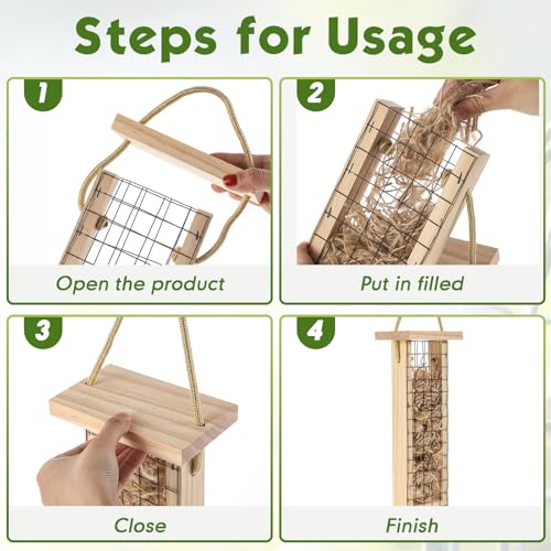 Image of Menkxi 2 Pcs Bird Nesting Material, Hummingbird Nest, Natural Nesting Fiber Cotton, Refillable Nestings Accessories for Wild Bird, Enjoy Birds Gardening Outside, Garden Decoration Gifts (Grid Style)