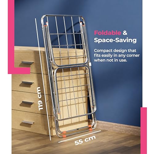 Image of Lifelong Stainless Steel Butterfly Cloth Dryer Stand | Foldable, Portable & Rust-Resistant Clothes Drying Rack | Indoor & Outdoor Laundry Stand with Multiple Rods for Quick Drying |Space-Saving Design
