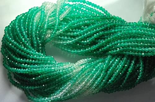 Green Onyx Faceted Rondelles perle naturelle st cut 3.5-4mm 14"