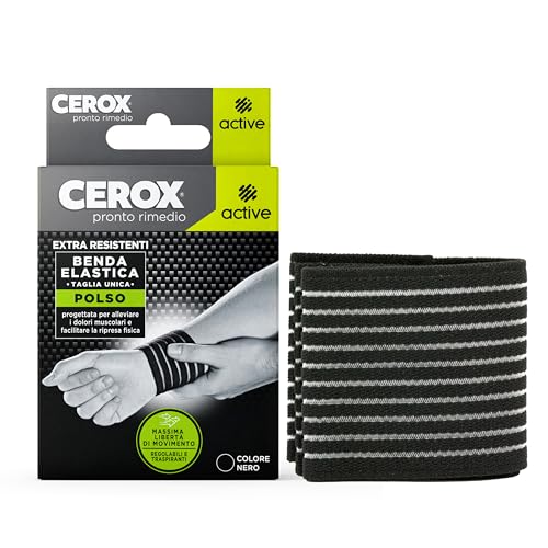 Cerox Active, Tutore per Polso - Bendaggio extra-resistente, regolabile e traspirabile - Ideale per l’uso quotidiano e per lo sport - 1 benda per confezione - Taglia Unica