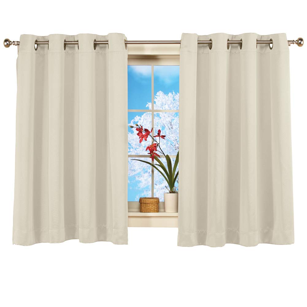 Collections Etc Short Blackout Curtain Panel W/Easy Open-Close Ivory 56" X 54", Ivory, 56" X 54"
