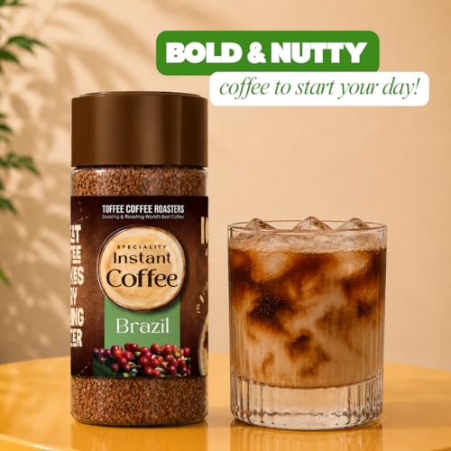 Image of Toffee Coffee Roasters | Brazil Speciality Instant Coffee | 50 Gm | 100% Arabica | Ready In Seconds | Microground Technology | Makes 25 Cups, Bottle