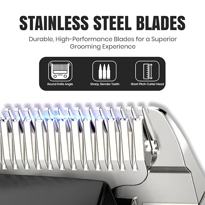 Image of VGR V-013 Professional Salon Quality Hair Clipper | 200 Minutes Runtime | 2000mAh Lithium Battery | Adjustable Taper Lever | 8 Guide Combs | LED Display | Cord & Cordless | Green