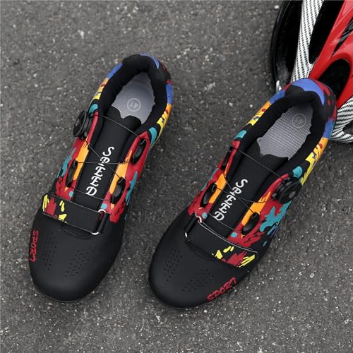 Hixingo Zapatilla de Ciclismo Hombre, Mujer Graffiti Colorido Impresión Zapatos Bicicleta de Montaña Exterior MTB Compatibles con SPD Lock System, Zapatillas de Ciclismo Unisex Adulto - imagen 2