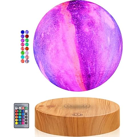 Levitating Moon Lamp, Floating 3D Moon Light Spinning LED Moon Magnetic Levitation Night Lights for Room Office Decoration Cool Gifts (Galaxy 16 Colors) Cover