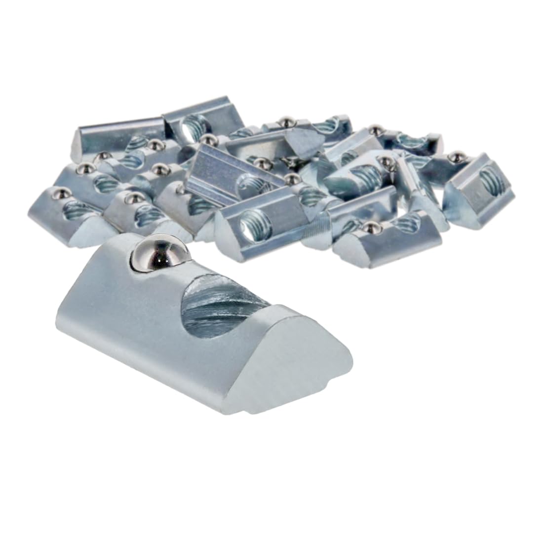 8020, 13034, 15 40 Series M8 x 1.25 Steel Self Aligning Roll in T-Nut with Ball Spring - T Slot Accessories for 80/20 Aluminum Extrusion - Hardware Nuts (25 Pack)