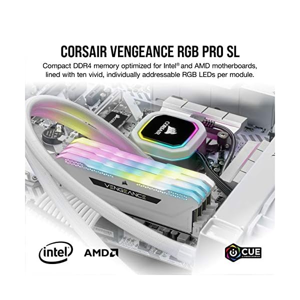 CORSAIR Vengeance RGB Pro SL 16GB (2x8GB) DDR4 3200 (PC4-25600) C16 1.35V Módulos de Memoria de Alto Rendimiento - Blanco - Image 3