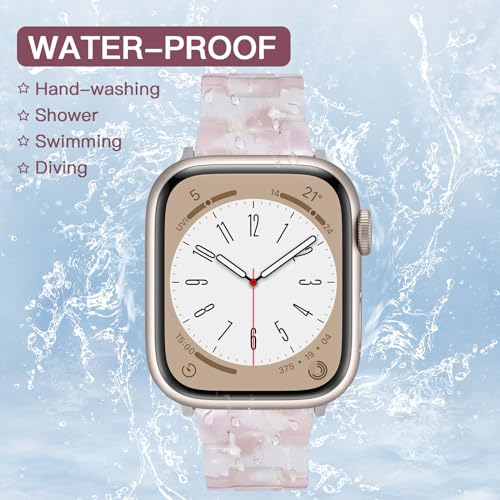 CRIS-BAND Compatible with Resin Apple Watch Bands Series 7/8/9/10/11 46mm 45mm 44mm 42mm for Women,Fancy Strap for iWatch Ultra 3/2 49mm Series 6/5/4/3/2/1/SE3 Slim Light Bracelet Wristband