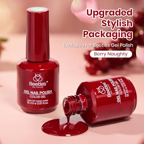 Image of Beetles Red Gel Polish - Berry Naughty 15ML /0.51Fl Oz, Red Gel Nail Polish, Color-Matched Bottle, Soak-Off UV LED, Long-Lasting Holiday & Summer Nails Art for DIY Beginners & Salon Pros