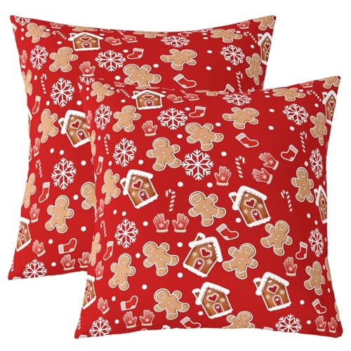 Loussiesd Fundas de almohada de 40 x 40 cm, fundas de almohada de casa de jengibre para el hogar, sofá, cama, decoración de habitación de niños, fundas de cojín de caramelo de Navidad, 2 fundas de