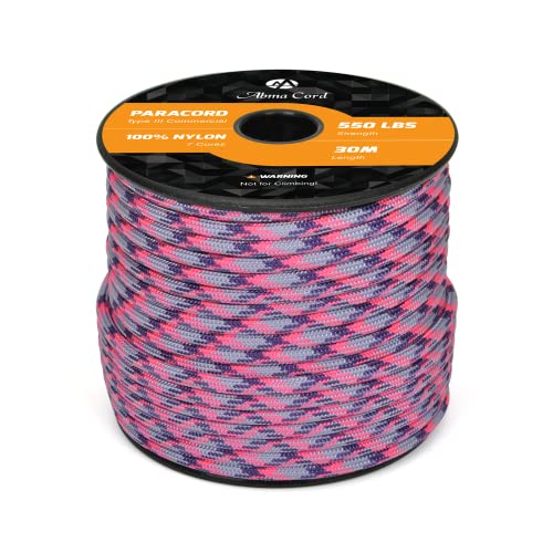 Abma Cord 550 Paracord Schnüre 100% Nylon Seil mit 7 Kern-Strängen Type III Survival Fallschirm (Multi Color Series) Cover