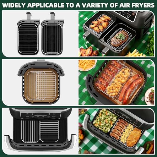 2Pcs Ninja Air Fryer Accessories, Air Fryer Racks 304 Stainless Steel, Airfryer Rack for Dual Drawer AF300UK AF400UK 7.6L-10.4L Compatible with Ninja, Cosori, Russell Hobbs Double Drawer Airfryer - Image 7
