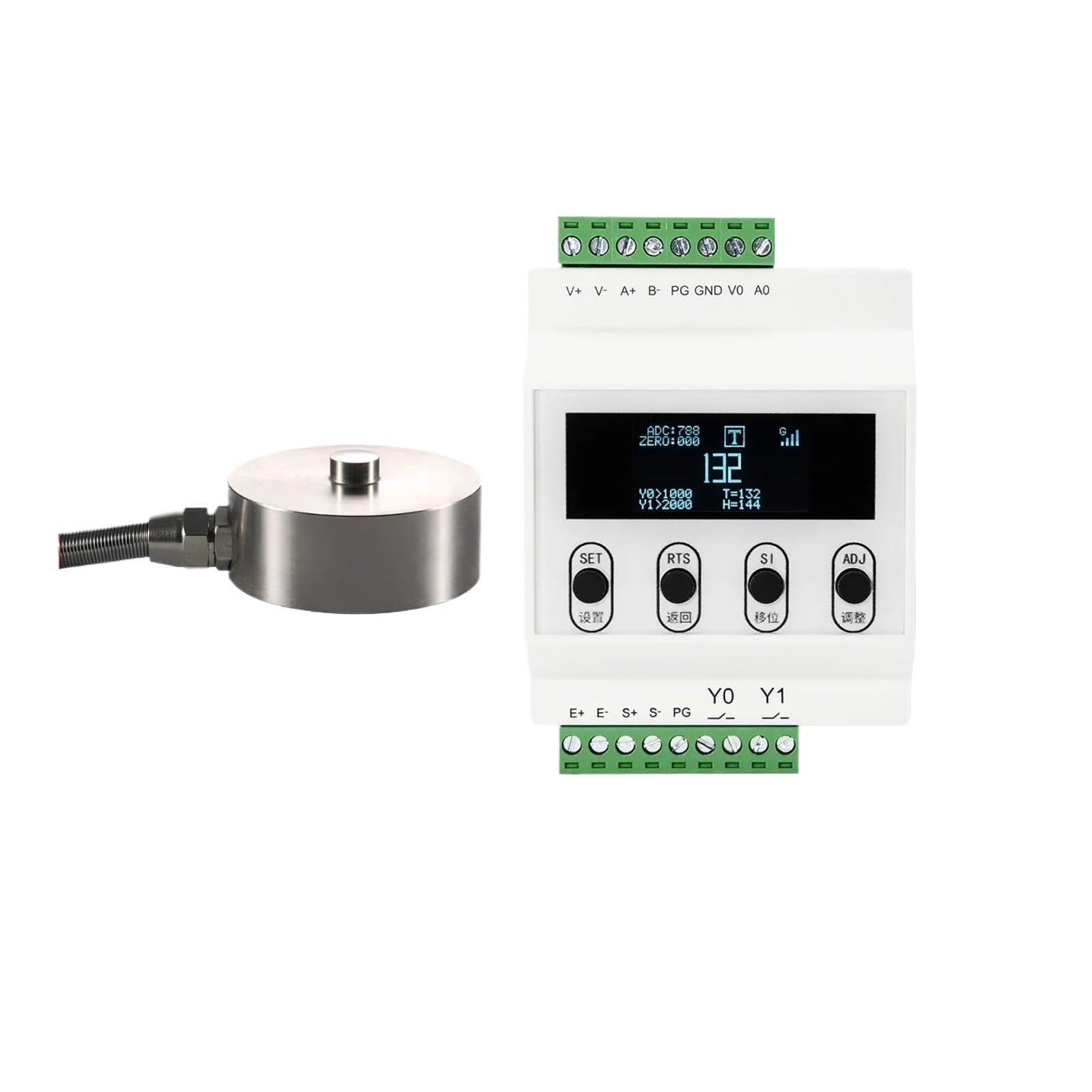 Mining 2T Load Cell +Indicator Display Diaphragm Pressure Plane High Precision Force Load Sensor Button Weight Accurate Measurement(2T)