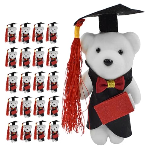 Mini-Ours Peluche Remise De Diplôme, lot de 24 petits oursons déco pour bouquets de bacheliers