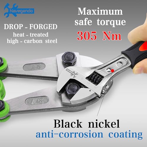 Image of Navegando 8 Inch Adjustable Wrench, Drop Forged High Carbon Steel, 6-24mm Jaw Opening, Non-Slip Grip for Home DIY & Daily Maintenance (200mm)