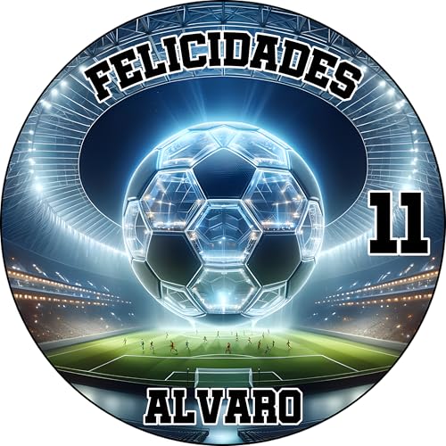 MDA Foto Comestible, OBLEA o Papel de AZÚCAR, FÚTBOL, ELIJA SU EQUIPO HAGA click en 'Personalizar ahora', Personalizada Foto con Nombre, Edad y Texto, para Tartas y Magladenas de Cumpleaños. Disco 2