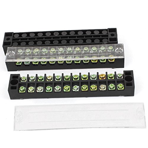 Aexit TB-1512 12P Terminals 600V 15A Double Row Barrier Block Screw Screw Terminals Terminal 3Pcs