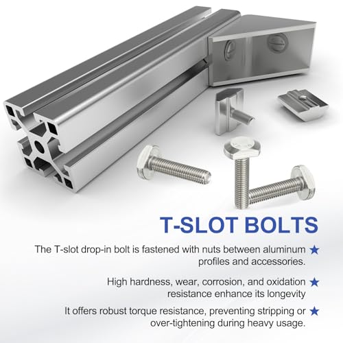 Image of PATIKIL M8 x 35 mm T Slot Bolts, 10 Pcs 304 Stainless Steel Drop-in Bolt T Shape Stud Sliding Screw Metric Thread Hammer Head Bolt for T Track, Silver