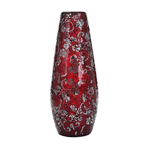 Large Tall Vase 18" 40cm Vases for Flowers Handmade Decorative Mosaic Glitter Vase Sparkled Glass gift present (Large Red Rose) Cover