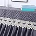 apott Upright Piano Full Cover Grey Fannel Piano Dust Cover with Embroidery Macrame Dustproof Bench Cover Cloth Fits for Standard Piano