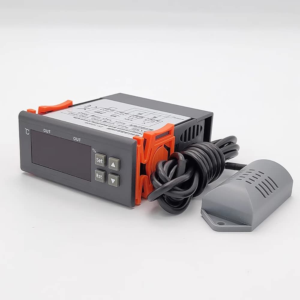 LeTkingok Digital Display Temperature and Humidity Controller, Greenhouse Hatchery Breeding Intelligent Electronic T/H Control Switch (24V)
