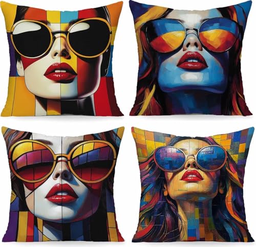Housses de coussin en lin jaune 55x55 pour décoration de maison - 2