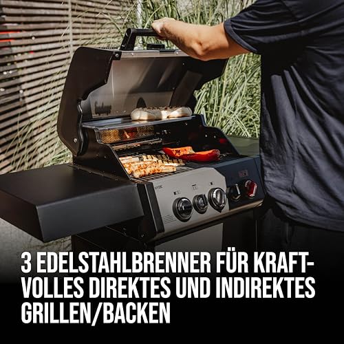 Enders Gasgrill Hyde 3 SIKR Turbo, 3-Brenner aus Edelstahl für kraftvolles direktes und indirektes Grillen, 800 °C TURBO ZONE, SWITCH GRID, Infarot-Backburner und Seitenkocher #8040 - 2