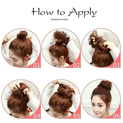 Image of CLITZ (2 PACK) Black +Brown Combo Messy Bun Hair Piece Hair Extension With Elastic Rubber Band Hairpiece Synthetic Hair Scrunchies Hair Piece for Women Girls Color (Brown+Black)