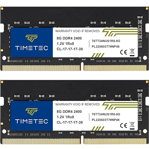 Image of Timetec 16GB KIT (2x8GB) DDR4 2400MHz (PC4-2400T) PC4-19200 SODIMM Laptop RAM - 260-Pin 1.2V CL17 Non-ECC Unbuffered Memory Module for Laptop, Notebook, Mini PC, All-in-One
