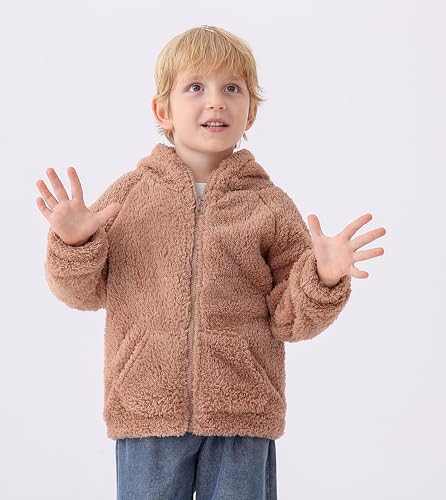 Feidoog Toddler Kids Fleece Hooded Jacket Coat with Ears Zipper Lightweight Long Sleeve Thick Warm Outerwear4