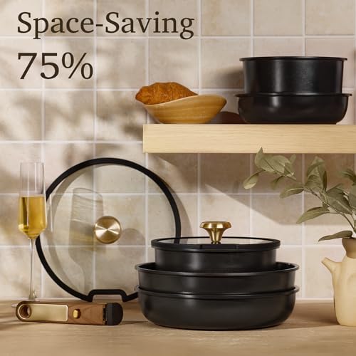 CAROTE 15Pcs Ceramic Cookware Set, Pots and Pans Set Non stick, Kitchen Cooking Set with - image 4