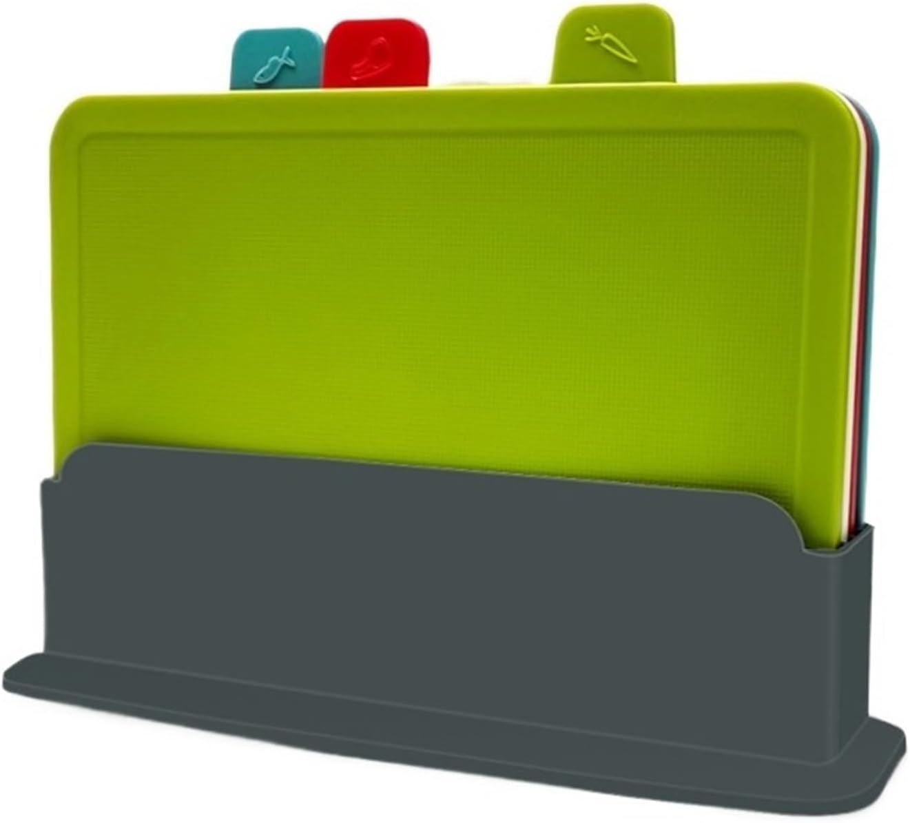 Kitchen plastic cutting board set, with stand, non-slip, suitable for vegetables, fruits, meats, bread, etc