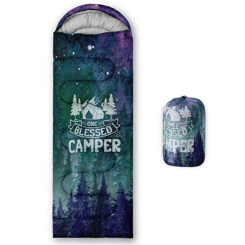 Datura home Sleeping Bag for Adults Kids,Starry Sky Forest-Lightweight Warm Portable Outdoor Indoor-Waterproof Cold Weather Resistant Sleeping Bag for Camping Hiking(Starry Sky 32 * 90