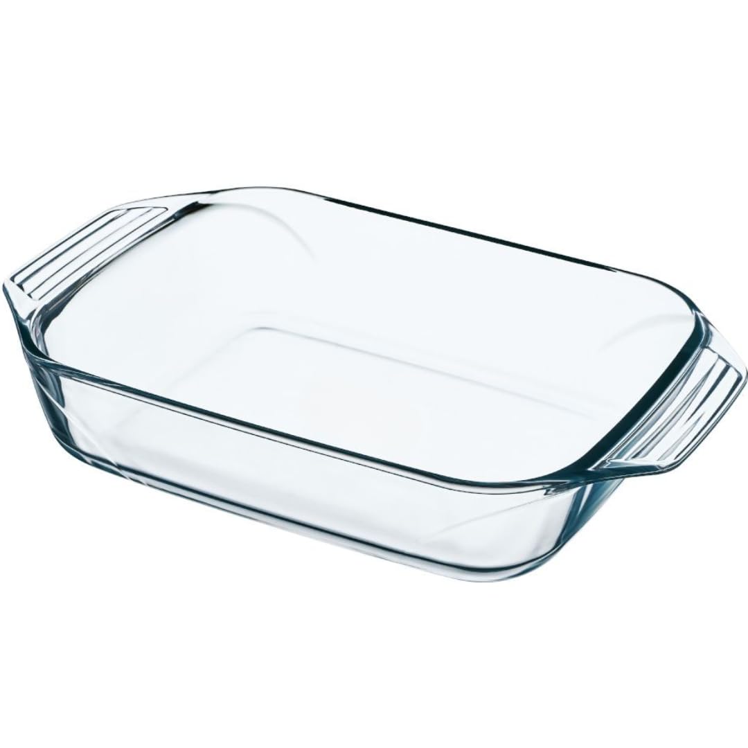 Casserole Baking Dish Heat Resistant Borosilicate Glass 1.4 L Oven, Microwave & Freezer Safe Durable Rectangular Tray 28x17 cm for Roasting, Baking & Serving