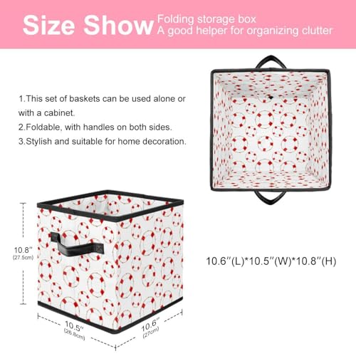 Boîte de rangement pliable avec poignées solides et motif bouée rouge originale