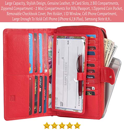 Image of Big Fat RFID Blocking Leather Organizer Checkbook Wallets For Women - Clutch