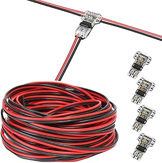 RUNCCI-YUN 3528 2835 2 Pin 8mm RGB LED Light Connector Kit, Includes 20 M led Extension Cable,2 Pin LED Light Connector,Gapless Connector, for 8mm LED Strip to Wire Quick Connection