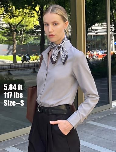 Image of Zeagoo Women's Wrinkle Free Button Down Shirts Long Sleeve Dress Shirts Collared Business Casual Blouses Tops XS-3XL