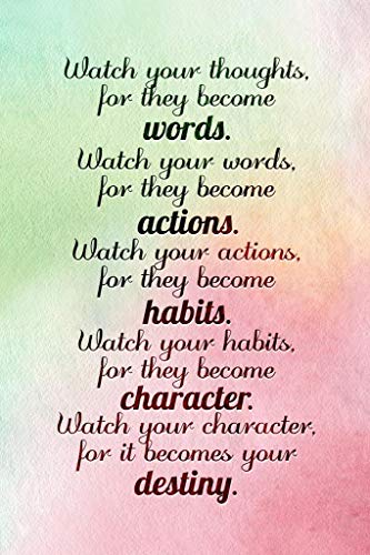 Image of Laminated Watch Your Thoughts Watercolor Motivational Inspirational Teamwork Quote Inspire Quotation Gratitude Positivity Support Motivate Good Vibes Social Work Poster Dry Erase Wall Art 12x18