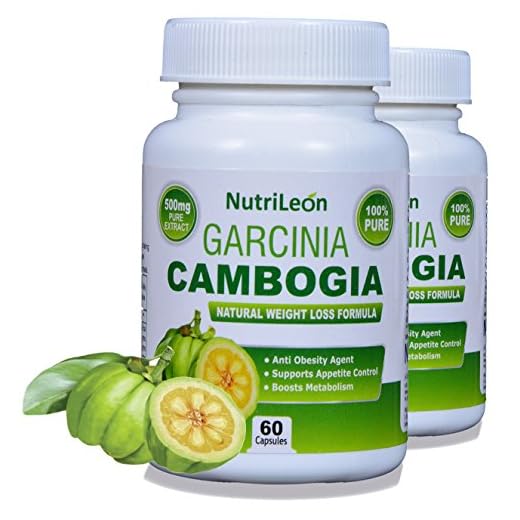 NutriLeon Garcinia Cambogia Pure Natural Weight Loss Fat Burner formula 500 mg 60 Capsules (Pack of 2)
